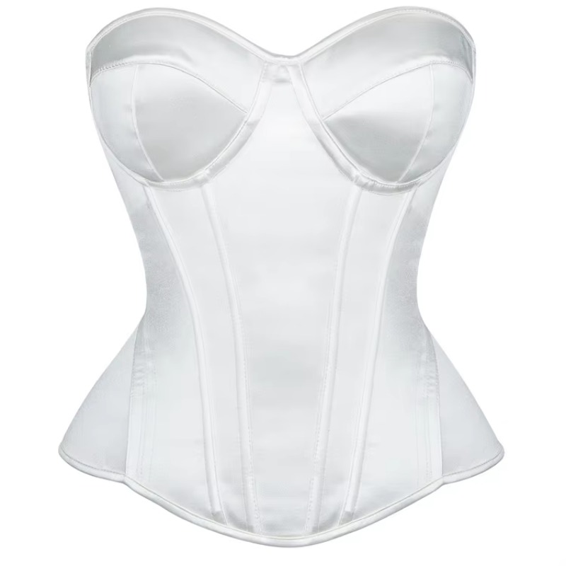 Boning Corset Steel - Corset Branco Feminino Overbust com Barbatanas