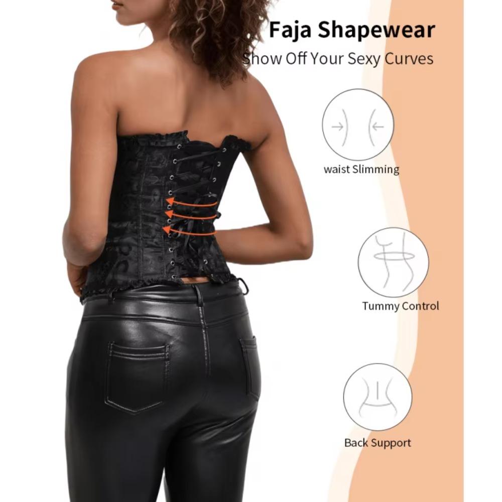 Corset Jacquard com Zíper e Am - Boning Corset Steel avaliação e preço