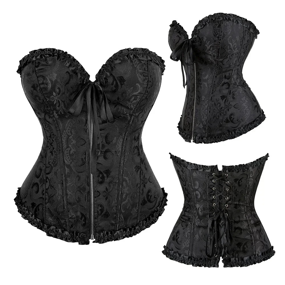 Corset Jacquard com Zíper e Am - Boning Corset Steel avaliação e preço
