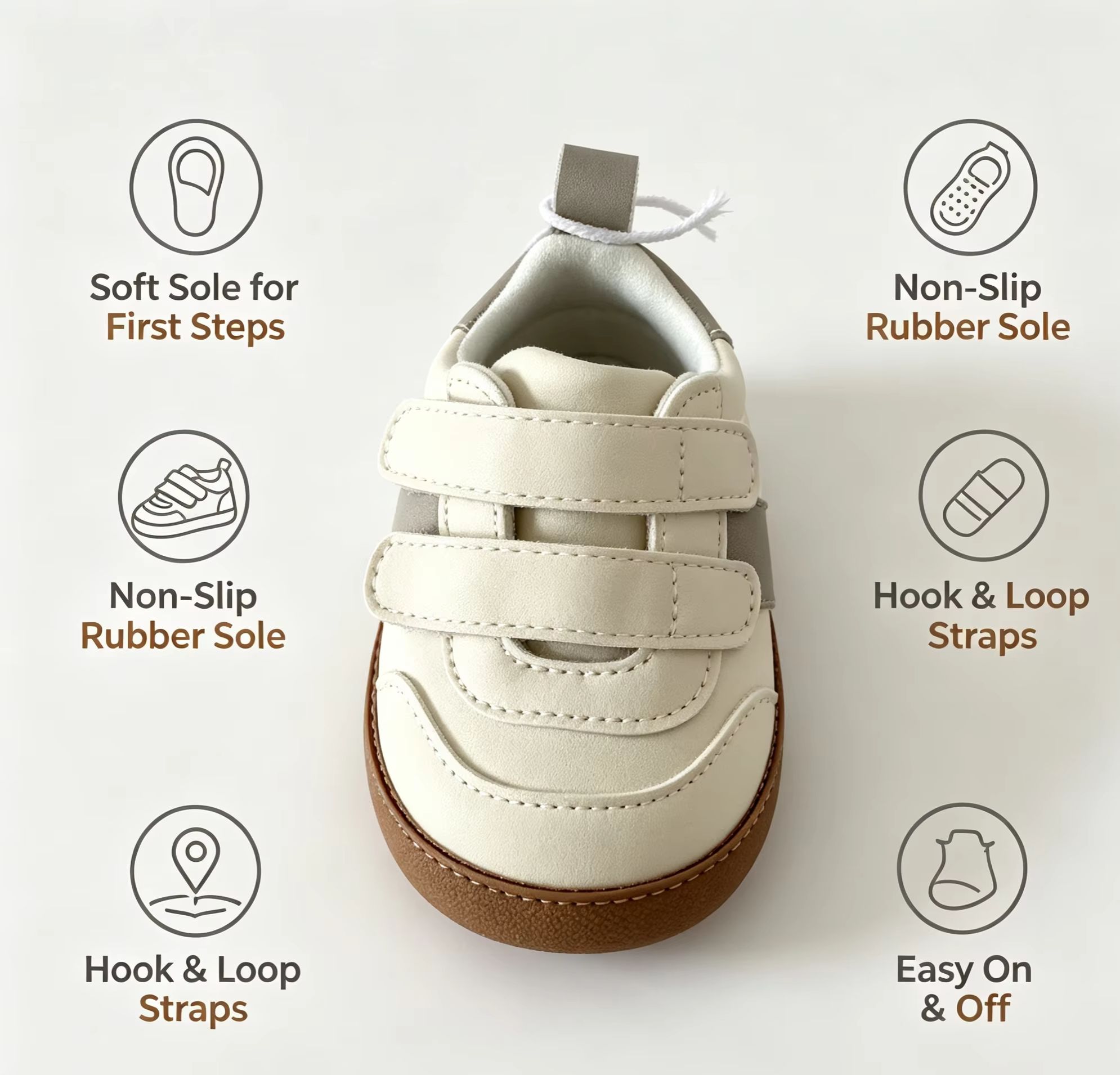 Tênis para Bebês Oddler, Sola  - Velcro Hook Loop avaliação e preço